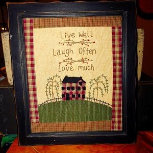 Primitive Country Embroidered Wall Picture